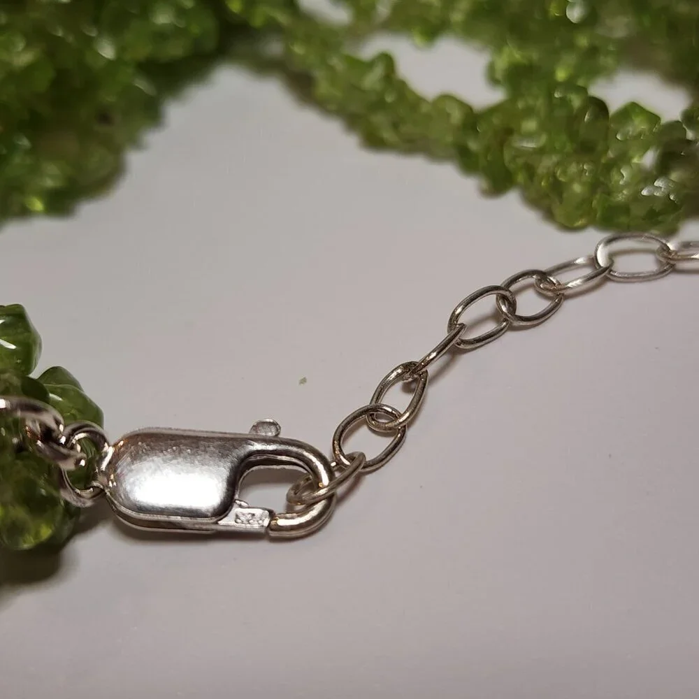 Multistrand Light Green Peridot Chip Necklace